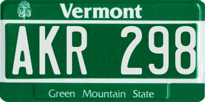 VT license plate AKR298
