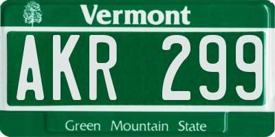 VT license plate AKR299