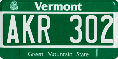 VT license plate AKR302