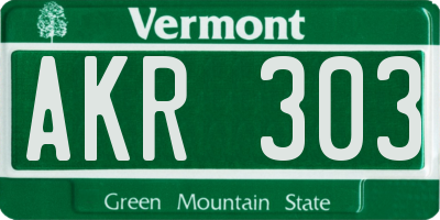 VT license plate AKR303