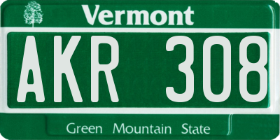 VT license plate AKR308