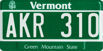VT license plate AKR310