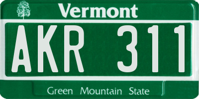 VT license plate AKR311