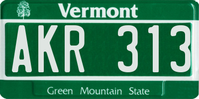 VT license plate AKR313