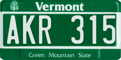 VT license plate AKR315