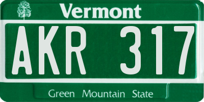 VT license plate AKR317