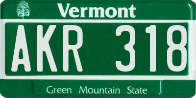 VT license plate AKR318