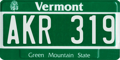 VT license plate AKR319