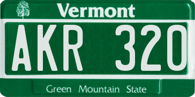 VT license plate AKR320