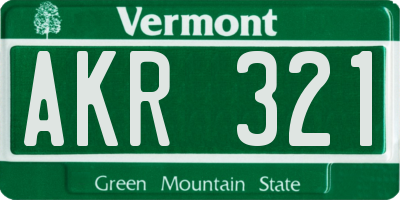 VT license plate AKR321