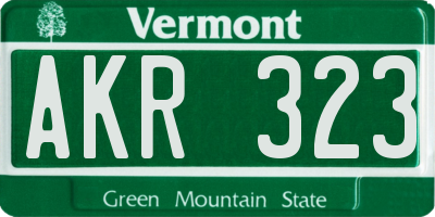 VT license plate AKR323