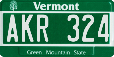 VT license plate AKR324