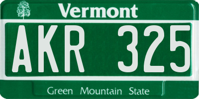 VT license plate AKR325