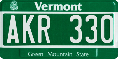 VT license plate AKR330