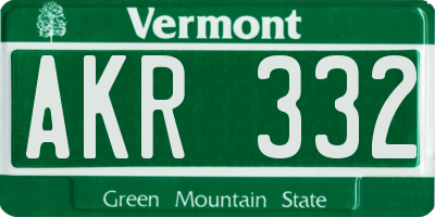 VT license plate AKR332