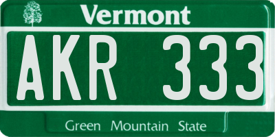 VT license plate AKR333