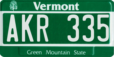 VT license plate AKR335