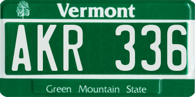 VT license plate AKR336