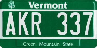 VT license plate AKR337