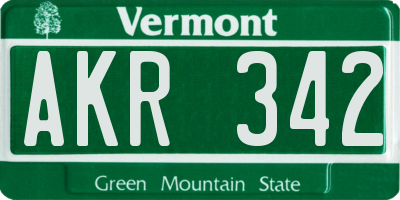 VT license plate AKR342