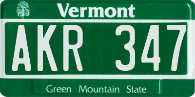 VT license plate AKR347