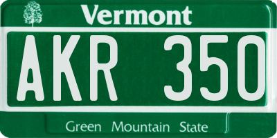 VT license plate AKR350