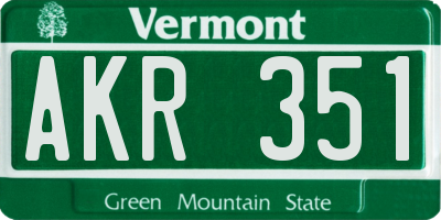 VT license plate AKR351