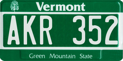 VT license plate AKR352
