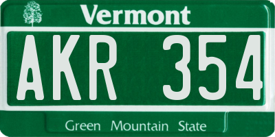 VT license plate AKR354
