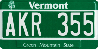 VT license plate AKR355