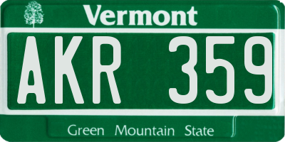 VT license plate AKR359