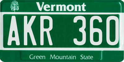 VT license plate AKR360