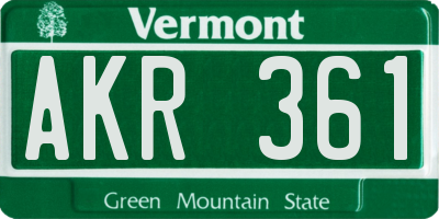 VT license plate AKR361