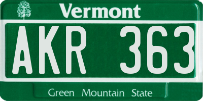 VT license plate AKR363