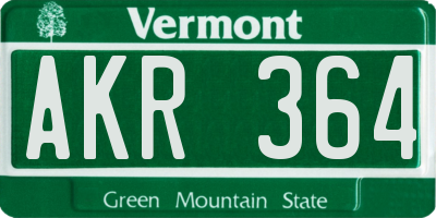 VT license plate AKR364