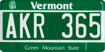 VT license plate AKR365