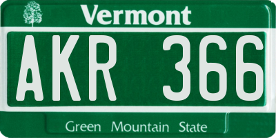 VT license plate AKR366
