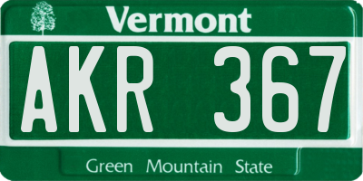 VT license plate AKR367