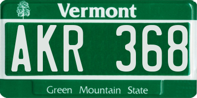 VT license plate AKR368