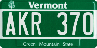 VT license plate AKR370