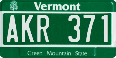 VT license plate AKR371