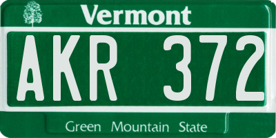 VT license plate AKR372