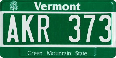 VT license plate AKR373