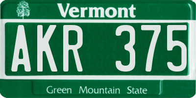 VT license plate AKR375