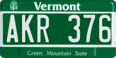 VT license plate AKR376