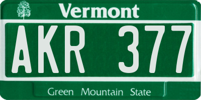 VT license plate AKR377