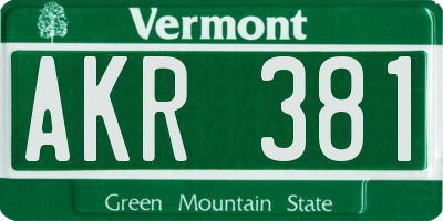VT license plate AKR381