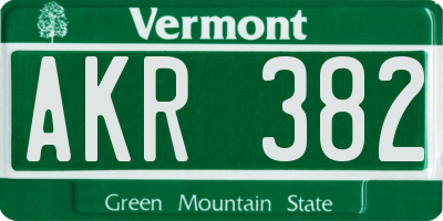 VT license plate AKR382