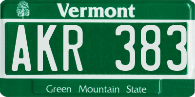 VT license plate AKR383