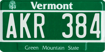 VT license plate AKR384